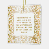 Elegant Golden Custom John 3:16 Bibel Weihnachten Keramikornament (Links)