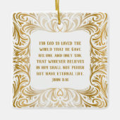 Elegant Golden Custom John 3:16 Bibel Weihnachten Keramikornament (Vorderseite)