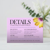 Elegant Golden Daisies mit Lila Glitzer Hochzeit Begleitkarte (Stehend Vorderseite)