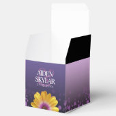 Elegant Golden Daisies mit Lila Glitzer Hochzeit Geschenkschachtel (Geöffnet)