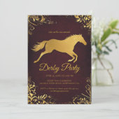 Elegant Golden Derby Party Invitation with Horse D Einladung (Stehend Vorderseite)