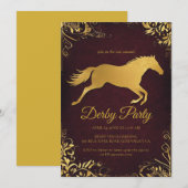 Elegant Golden Derby Party Invitation with Horse D Einladung (Vorne/Hinten)