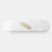 Elegant Golden Feather Line Art - Modern Aesthetic Skateboard (Horizontal)