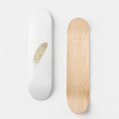 Elegant Golden Feather Line Art - Modern Aesthetic Skateboard (Vorderseite)