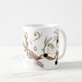Elegant Golden Feather Swirl Coffee Art Classic Kaffeetasse (VorderseiteRechts)