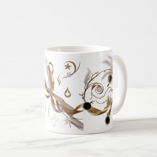 Elegant Golden Feather Swirl Coffee Art Classic Kaffeetasse (VorderseiteRechts)