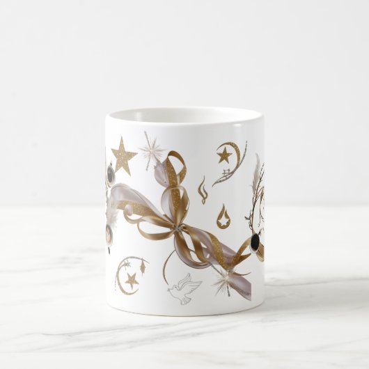 Elegant Golden Feather Swirl Coffee Art Classic Kaffeetasse (Mittel)