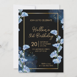 Elegant Golden Floral 31st Birthday Invitation Einladung