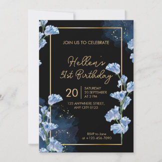 Elegant Golden Floral 31st Birthday Invitation Einladung
