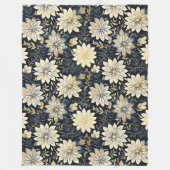 Elegant Golden Floral Harmonie auf dunklem Hinterg Fleecedecke (Vorderseite)
