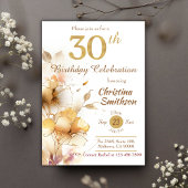 Elegant Golden Floral Sparkle modern 30. Geburtsta Einladung