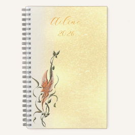 Elegant Golden Floral Vine spiral notebook  Notizblock