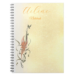Elegant Golden Floral Vine Spiral Photo Notebook Notizblock