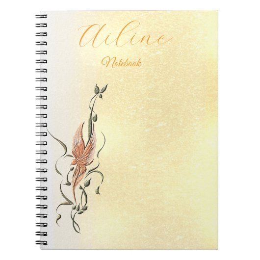Elegant Golden Floral Vine Spiral Photo Notebook Notizblock (Vorderseite)