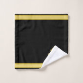 Elegant Golden Flower, Monogram & Stripe on Black Badhandtuch Set (Waschlappen)