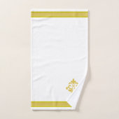 Elegant Golden Flower, Monogram & Stripe on White Badhandtuch Set (Handtuch)