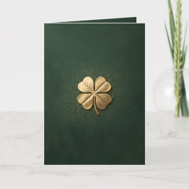 Elegant Golden Four Leaf Clover St. Patricks Day Karte
