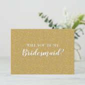 Elegant Golden Hearts Bridesmaid, Trauzeugin Einladung (Stehend Vorderseite)