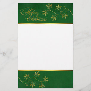 Elegant Golden Holly Weihnachtsgeschichten Briefpapier