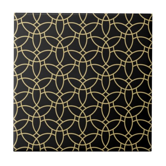 Elegant Golden Interlocking Circles luxury Fliese (Vorderseite)