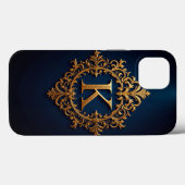 Elegant Golden K Letter Monogram Case-Mate iPhone Hülle (Rückseite (Horizontal))
