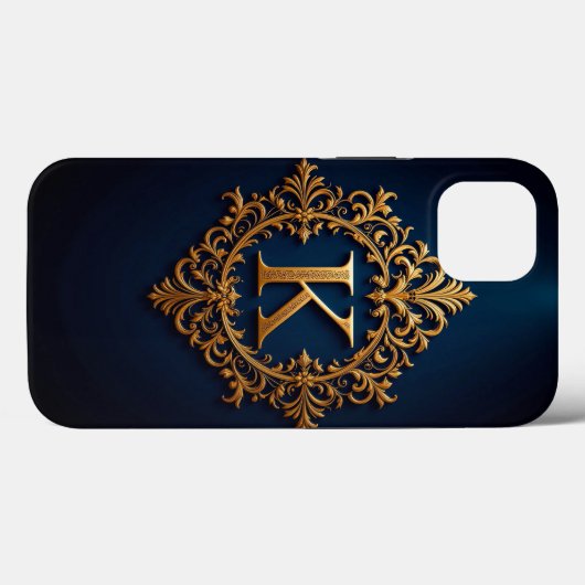 Elegant Golden K Letter Monogram Case-Mate iPhone Hülle (Rückseite (Horizontal))