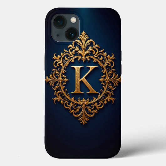 Elegant Golden K Letter Monogram Case-Mate iPhone Hülle (Rückseite)
