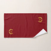 Elegant Golden Laurel & Monogram on Maroon Badhandtuch Set (Handtuch)