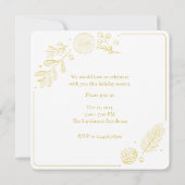 Elegant Golden Leaves & Berries Christmas square Einladung (Rückseite)