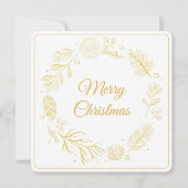 Elegant Golden Leaves & Berries Christmas square Einladung (Vorderseite)