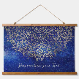 Elegant Golden Mandala Trippy Psychedelic Hippie Wandteppich Mit Holzrahmen