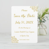 Elegant Golden Mandala Wedding Save the Date Card (Stehend Vorderseite)