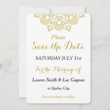 Elegant Golden Mandala Wedding Save the Date Card