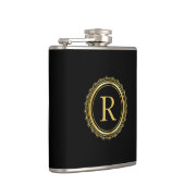 Elegant Golden Medallion Monogram Flachmann (Rechts)