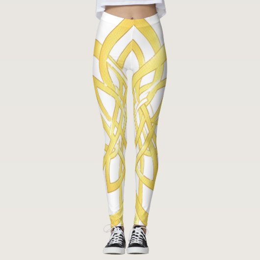 Elegant Golden Ornamental Pattern Design Leggings (Vorderseite)