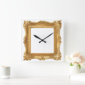 Elegant Golden Ornate Frame Quadratische Wanduhr (Zuhause)
