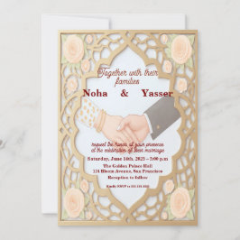 Elegant Golden Ornate Moroccan Indian Wedding Invi Einladung
