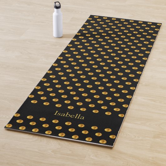 Elegant Golden Polka Dots on Black Yogamatte (Beispiel)