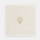 Elegant Golden Seashell Monogram Wedding Napkins Serviette (Vorderseite)