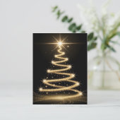Elegant Golden Sparkle Christmas Tree Feiertagspostkarte (Stehend Vorderseite)