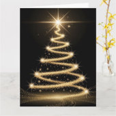 Elegant Golden Sparkle Christmas Tree Karte (Gelbe Blume)