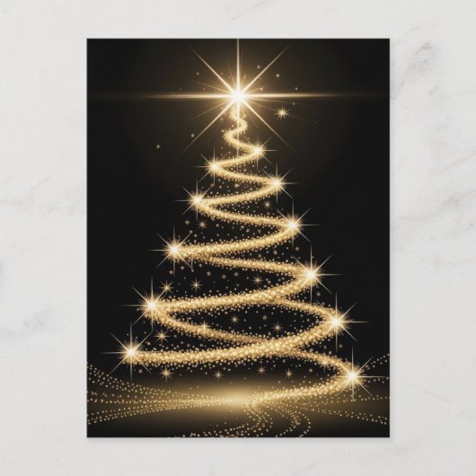 Elegant Golden Sparkle Christmas Tree Postkarte (Vorderseite)