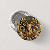Elegant Golden Stag Head Ornament Button (Vorne & Hinten)
