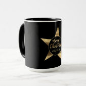 Elegant Golden Star Add Name Frohe Weihnachten Sch Tasse (Vorderseite Links)