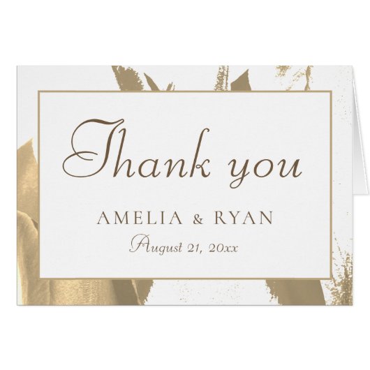 Elegant Golden Tulip Floral Wedding Danke Karte (Vorderseite (Horizontal))