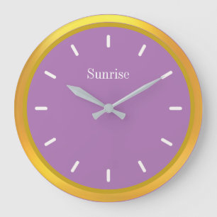 Elegant Golden und Violet Große Wanduhr