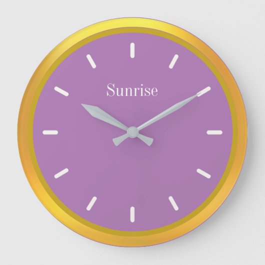 Elegant Golden und Violet Große Wanduhr (Vorderseite)