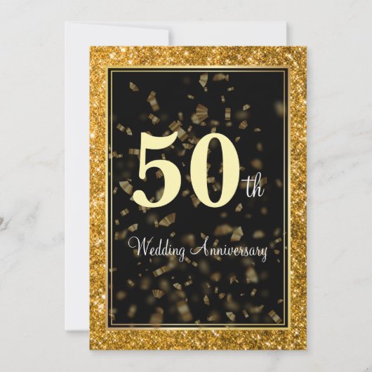 Elegant Golden Wedding 50 Jahre alt Einladung (Vorderseite)