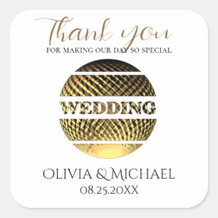 Elegant Golden Wedding Dankeschön Sticker