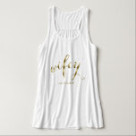 Elegant Golden "wifey" Drehbuch Honeymoon Tank Top<br><div class="desc">Einzigartiges Design mit goldener "wifey" Typografie und "just heiratet" auf der Rückseite. Verwenden Sie Anpassen,  Anpassen,  Ändern.</div>